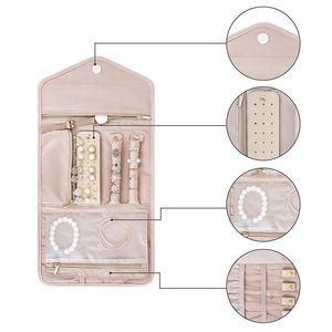 BSCI Factory Travel Jewelry Organizer Roll Foldable Jewelry Case Custom <b>Box</b> Display Journey-Rings, Necklaces, Bracelets, - Product Image 5