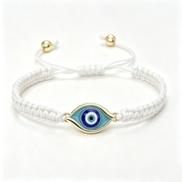 Pulsera de Hilo Trenzado Ajustable de Cobre con Cuerda de Macramé y Amuleto de Ojo Turco para Hombre y Mujer