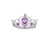 Ensemble d'accessoires de princesse sirène : Cheveux longs bouclés rouges, couronne, sceptre, collier, bague, gants violets - Ensemble de fête costumée d'Halloween