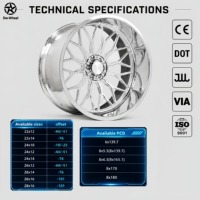 Jantes en alliage forgées sur mesure DW, polies argentées, multi-rayons, 20, 22, 24, 26 pouces pour Ford F150 250 RAM 2500 Pickup Truck
