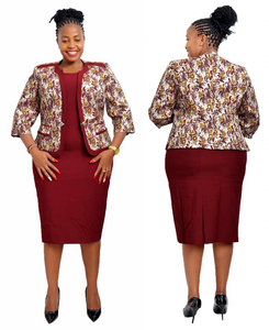 Conjunto de dos piezas de alta calidad para mujer, traje de vestir con estampado floral africano, vestido de talla grande para mujer, traje de iglesia para mujer de talla grande - Product Image 1