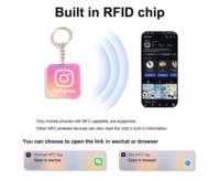 Porte-clés intelligent NFC RFID étanche 13,56 MHz en époxy pour Instagram, avec QR code, anti-métal, puce Ntag215