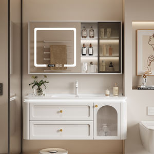 Ensemble de meubles de salle de bain modernes sur mesure avec vasque, miroir, armoire murale en panneau mélaminé résistant à l'eau pour hôtel et appartement - Product Image 3