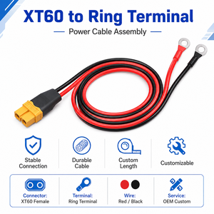 Câble XT60 vers borne à joint torique 10AWG, connecteur mâle/femelle XT60H pour batterie, idéal pour drone RC et applications solaires - Product Image 2