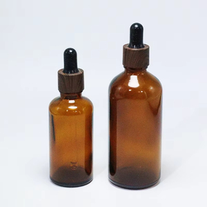 Wholesale Empty Cosmetic Amber Glass Body Oil 15ml 20ml 30ml <b>Dropper</b> <b>Bottle</b> with Bamboo Cap - Product Image 5