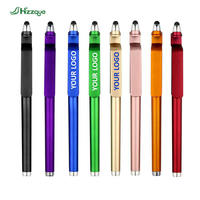 Pulpen Stylus Layar Sentuh 3-in-1 Promosi dengan Logo Kustom, Tinta Gel Hitam Ujung 0.5mm, Plastik, Cetak UV
