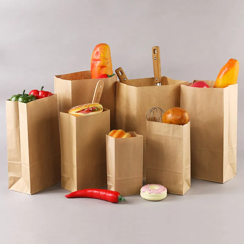 Wholesale Thicken kraft paper bag Storage Food Packaging Takeaway food packaging bags Waterproof and oilproof