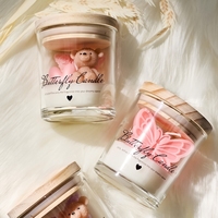 Velas Aromáticas de Cera de Soja con Diseño de Oso y Mariposa, Hechas a Mano, para Decoración del Hogar, Regalos Aromáticos