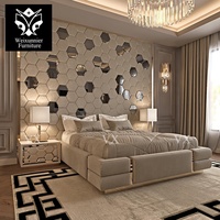 Usine haut de gamme personnalisé fond panneau mural lit double motif géométrique hexagonal tête de lit cadre de lit king size