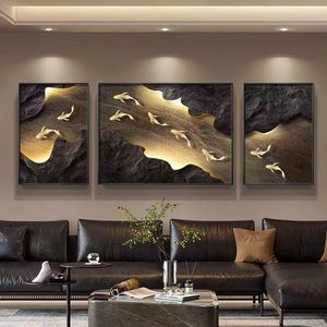 Peinture murale abstraite sur toile, triptyque de luxe personnalisé pour salon et bureau - Product Image 2