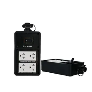 XUANQI XQ-F12 Waterproof Power Strip Safety Plug 4-Outlet Black Safety Tabletop Socket 250V