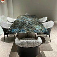 Grande dalle de granit bleu saphir naturel poli, de luxe, moderne et haut de gamme, pour cuisine et villa, design de table à manger imperméable