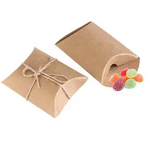 Venta al por mayor personalizado Kraft almohada regalo cajas de papel joyería caramelo Regalo boda regalo cumpleaños fiesta caja de regalo