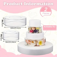 Ensemble de 2 supports à gâteau ronds en acrylique transparent remplissables, 10 pouces et 6 pouces, pour table de desserts de mariage ou de fête