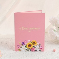 Bouquet de fleurs 3D créatif pour la Saint-Valentin et la Journée des enseignants, mini carte de vœux avec papier cartonné et technique d'impression