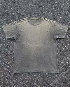 T-shirt Homme Blanc Haute Qualité Effet Délavé au Soleil et Usé, Coupe Boxy Oversize, Effet Délavé à l'Acide, Style Vintage - Product Image 3