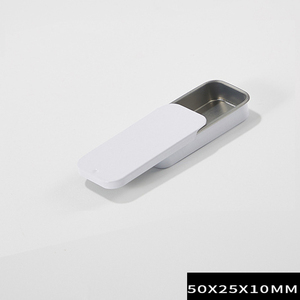 กล่องดีบุกสี่เหลี่ยมขนาดเล็ก 50*25*10 มม. สีเงิน ขาว ดำ แบบดึง-กด ฝาเลื่อน กล่องโลหะขนาดเล็ก - Product Image 2