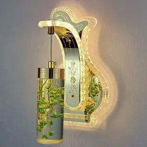 Прикроватный настенный светильник янтарного цвета, современный светодиодный настенный светильник с настоящими цветами, украшение для гостиной, светодиодный зеркальный светильник для ванной комнаты