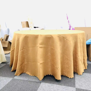 Nappe ronde dorée <span class=keywords><strong>de</strong></span> 120 pouces <span class=keywords><strong>de</strong></span> l'usine <span class=keywords><strong>de</strong></span> nappes - Nappe <span class=keywords><strong>de</strong></span> qualité supérieure pour mariage, fête, banquet et événements - Product Image 2