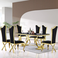 Table à manger moderne fixe en marbre noir haut de gamme pour restaurants commerciaux, 6 à 10 personnes, mobilier de salle à manger