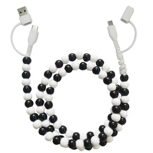 สายชาร์จเร็วแบบ Type-C สำหรับโทรศัพท์และคอมพิวเตอร์  ประดับลูกปัดอะคริลิคสีฟ้าม่วง ราคาขายส่ง MOQ ต่ำ - Product Image 4