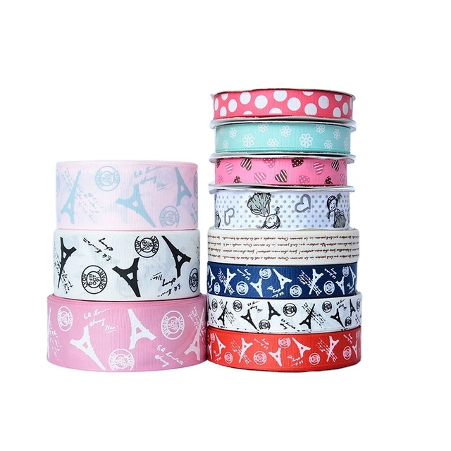 Custom Wired Ribbon With Logo 100% Polyester Wholesale 3inch Ribbons in 100% Polyester Gift Grosgrain Printing
