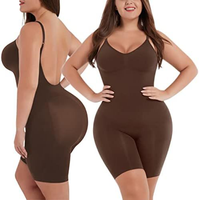 Body sculptant sans coutures pour femmes grandes tailles : effet amincissant sur la taille, effet ventre plat, effet rehausseur de fesses, dos ouvert, rehausseur de dos, coupe haute