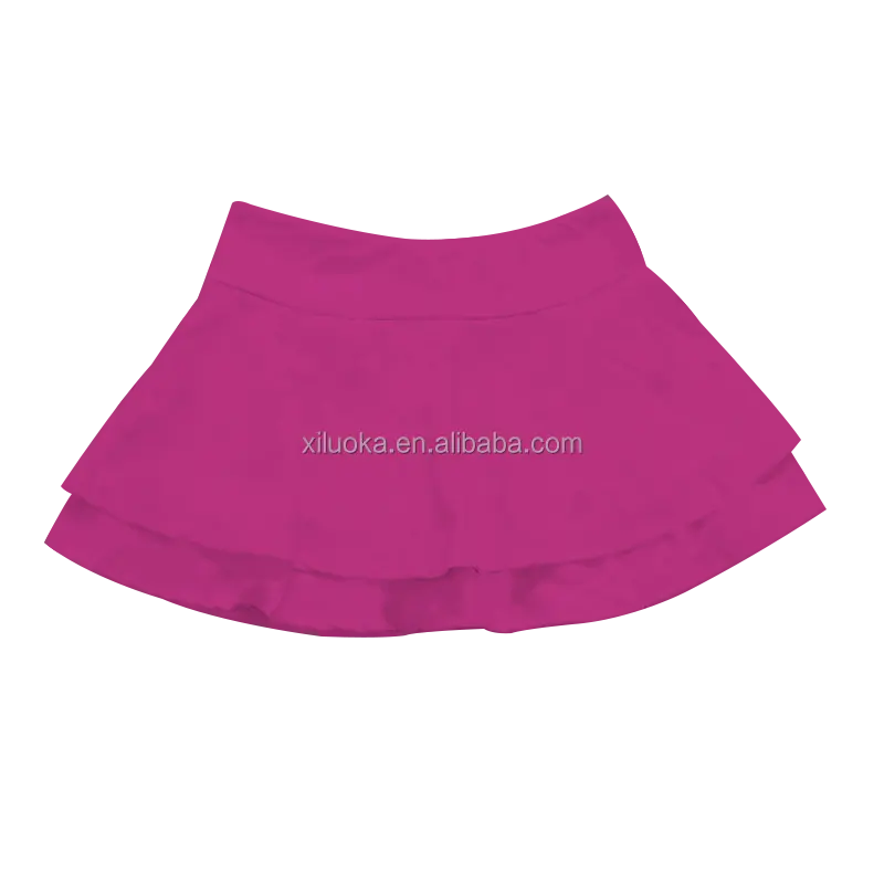Kustom Logo nilon spandeks anak rok Yoga anak warna Solid pakaian atletik dengan celana pendek