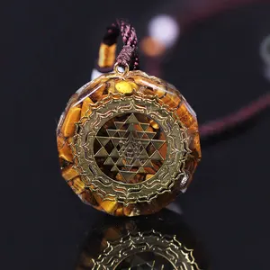 Sri Yantra Hanger Heilige Geometrie Tiger Eye Energie Ketting Voor Vrouwen Mannen Sieraden Orgone Hanger Ketting