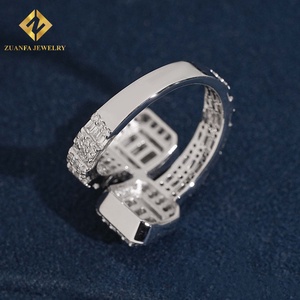 Anillo de Diamantes Cultivados en Laboratorio con Corte Baguette y Redondo, Estilo Hip Hop para Hombre, Plata S925, Joyería ZUANFA - Product Image 4