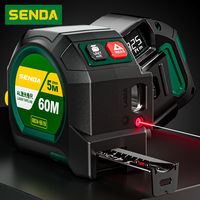 SENDA Promotion : Mètre à ruban laser numérique 2-en-1 à enroulement automatique, rechargeable par USB, avec écran LCD, magnétique, en acier au carbone, 60M