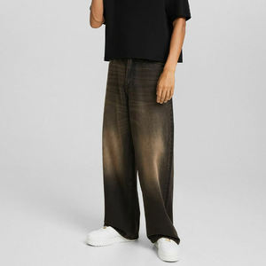 Wholesale Custom <b>Mop</b> Hip Hop Jeans Men Distressed Washed Straight Baggy Jeans Men Fashion Vintage Men's Jeans High Quality - Product Image 3