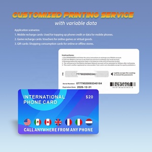 Recarga a granel <span class=keywords><strong>Tarjeta</strong></span> de llamada <span class=keywords><strong>prepago</strong></span> para rascar Logotipo de impresión digital personalizado Recubrimiento UV para recarga móvil - Product Image 2