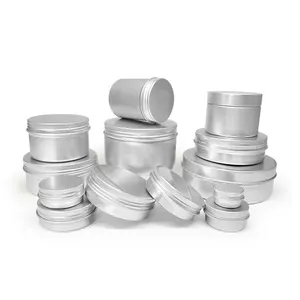 30ml 60ml 150ml 200ml 250ml Silver round tin can beard balm tins aluminum cosmetic jar
