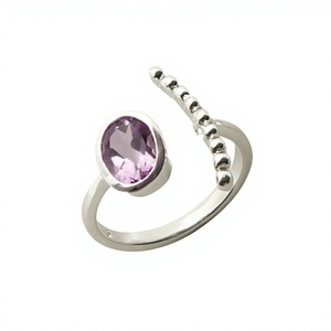 Bague en argent sterling 925 avec pierre précieuse améthyste, tendance, chrétienne, faite à la main, antique, bijoux fins certifiés - Product Image 1