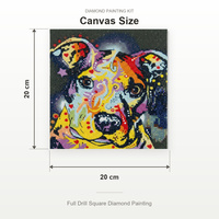 Kit de Peinture Diamant Personnalisé à Forage Complet, Motif Chien POP Art, Diamants Carrés, Mosaïque de Strass DIY, Décoration Murale 20 x 20 cm