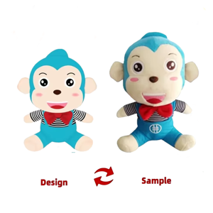 Peluche <span class=keywords><strong>singe</strong></span> personnalisée en coton biologique, faible MOQ, OEM/ODM, anti-stress, cadeau de mariage, design de dessin animé, douce - Product Image 1