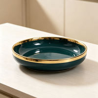 Assiette Ronde en Céramique Blanche Brillante avec Bord Argenté, Plateau à Steak pour Plats Occidentaux, Logo Personnalisé pour la Maison - Vente en Gros Usine