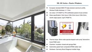 Fenêtres en verre trempé triple vitrage Low-E conformes aux normes canadiennes, économiques en énergie, pour maison passive, fenêtre à battant et à bascule en aluminium - Product Image 6