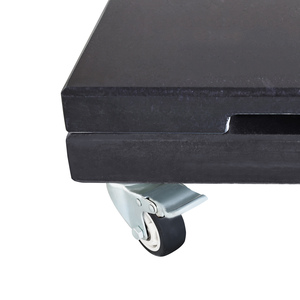 280kg Black Granite <strong>Parasol</strong> <strong>Base</strong> Outdoor <strong>Heavy</strong> <strong>Duty</strong> Two-pieces <strong>Base</strong> With Wheels Movable Patio Umbrella <strong>Base</strong> in Granite Stone - Product Image 4