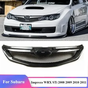 Pour Impreza WRX STi 2009 2010 2011, calandre avant en fibre de carbone véritable, kit de grille de capot supérieur pour admission d'air - Product Image 1