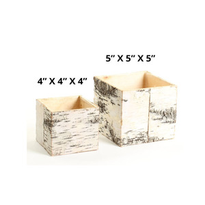 Maceta <span class=keywords><strong>de</strong></span> madera cuadrada pequeña Shabby Chic antigua personalizada, maceta <span class=keywords><strong>de</strong></span> madera <span class=keywords><strong>de</strong></span> 15cm <span class=keywords><strong>para</strong></span> plantas suculentas, flores <span class=keywords><strong>de</strong></span> jardín, gris y blanco - Product Image 4