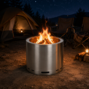 <span class=keywords><strong>Brasero</strong></span> <span class=keywords><strong>de</strong></span> Acero Inoxidable para Jardín, Chimenea Exterior sin Humo con Recipiente para Cenizas, para Acampar y Patio - Product Image 1