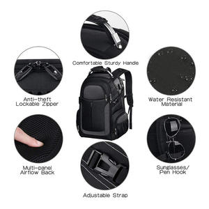 Sac à dos de voyage Oxford surdimensionné personnalisé, imperméable, durable, pour ordinateur portable, avec port USB, unisexe, sac d'école à bandoulière - Product Image 5