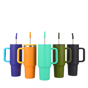 Recién llegado, <span class=keywords><strong>taza</strong></span> personalizada con aislamiento de acero inoxidable de doble pared, compre un vaso de 40oz con asa y pajita - Product Image 1