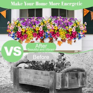 ระเบียงดอกไม้ประดิษฐ์สำหรับกลางแจ้งดอกเดซี่ผ้าไหมเทียม6สีเหมือนต้นไม้เทียมจริงทนรังสียูวี - Product Image 4