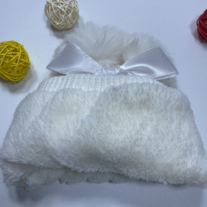 Gorros de punto de doble capa para niños y niñas, gorrito cálido de punto con lazo, para invierno - Product Image 6