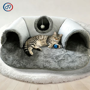 Lit tunnel pour chat 3 en 1 confortable, tapis de jeu pour chat et nid chaud avec base antidérapante pour chats, lapins et hamsters de petite à moyenne taille - Product Image 1