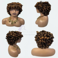 XZY Nueva Peluca de Cabello Humano Indio Natural SDD Super Double Drawn, Color Natural, Corta, Rizada y Voluminosa, para Mujeres Negras, Hecha a Máquina