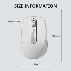Souris sans fil ergonomique verticale silencieuse rechargeable USB pour ordinateur de bureau, Anywhere 3s 2.4g, couleur argent, MX Anywhere 3s - Product Image 2
